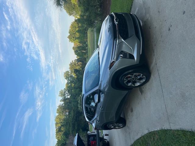 Silver compact SUV after a full detail in a Lowcountry driveway